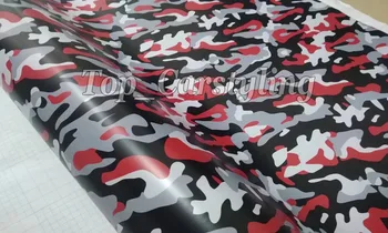 

Camouflage Car Sticker Black & White & Red & Gray Camo Vinyl for Auto Vehicle Body Wraps With Bubble Free