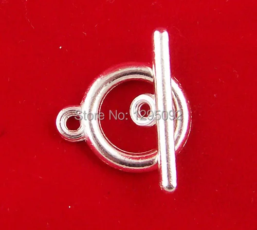 

100Sets Wholesales Silver Plated Smooth Toggle Clasps Fit Bracelets / Necklaces Jewelry Making Charms Component 15mm