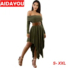 Summer Dress off shoulder full sleeve sexy female irregularity hem dresses plus size size ouc1759 burgundy sexy off shoulder irregular hem dress