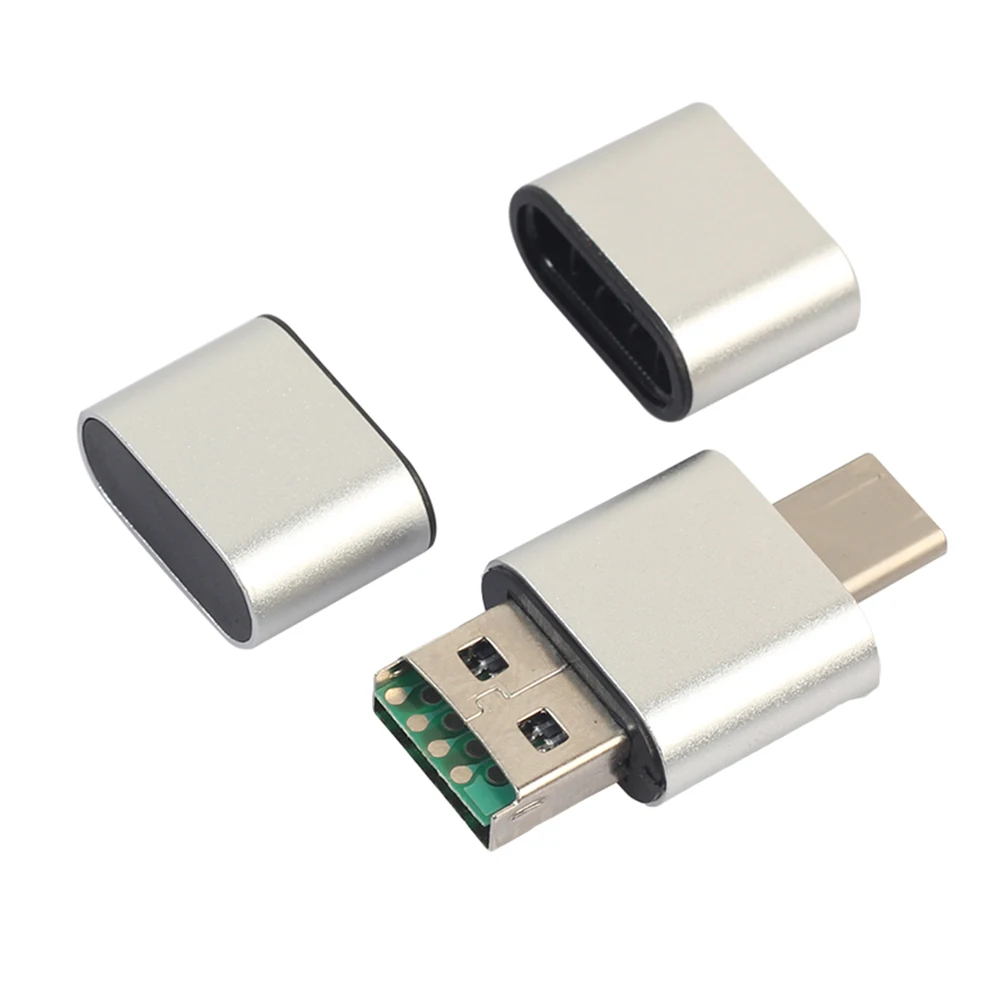 USB OTG адаптер 2 в 1 USB 2,0 Micro USB адаптер типа OTG C конвертер Поддержка 128 ГБ TF кард-ридер телефонные адаптеры