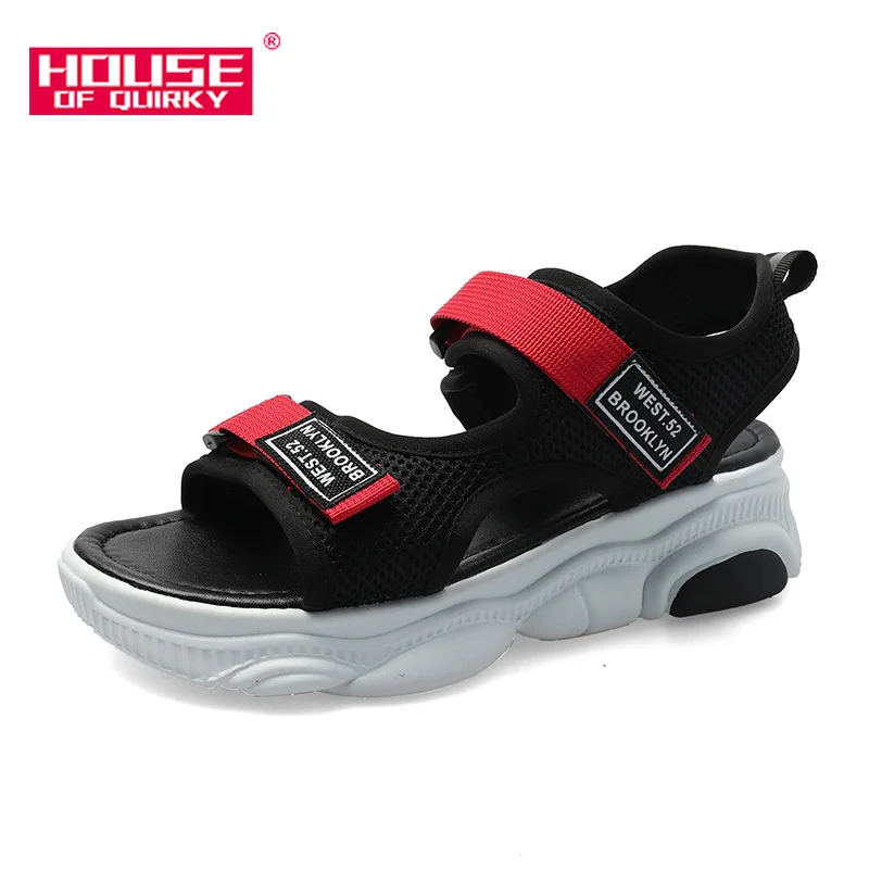 

Women Summer Muffin Bottom Sports Shoes 2019 New Sexy Hollow Breathable Mesh Shoes Women Outdoor Open Toe Thick Heel Shoes