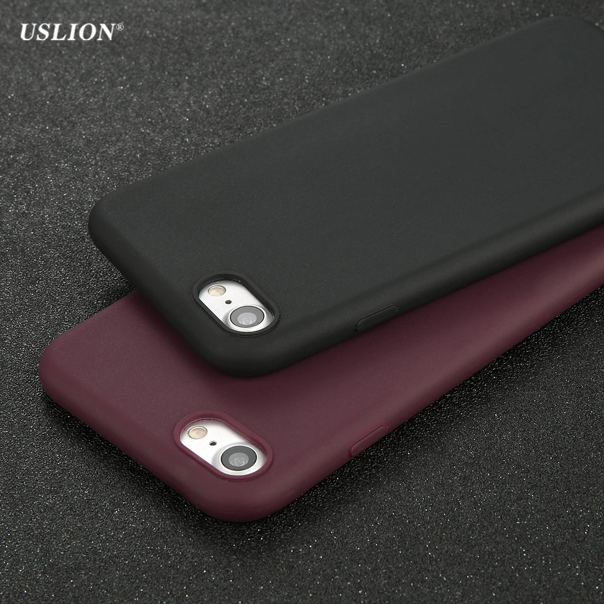 USLION Phone Case For iPhone 7 6 6s 8 X Plus 5 5s SE XR XS Max Simple Solid Color Ultrathin Soft TPU Case Candy Color Back Cover