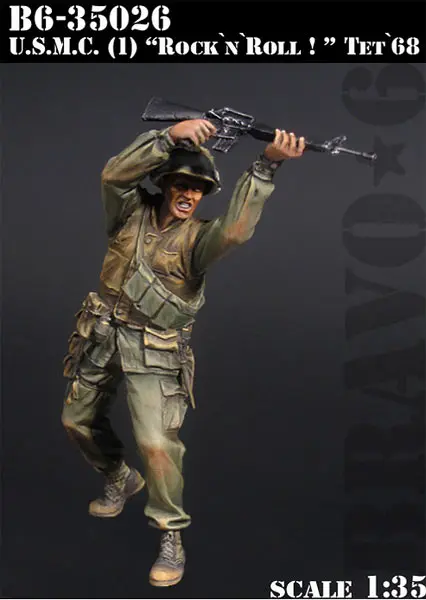 Весы модели 1/35 солдат u.s.m.c. Рок-н-ролл!, Тет 68 Вьетнам Солдат Рисунок исторические Второй мировой войны Смола Модель Бесплатная доставка