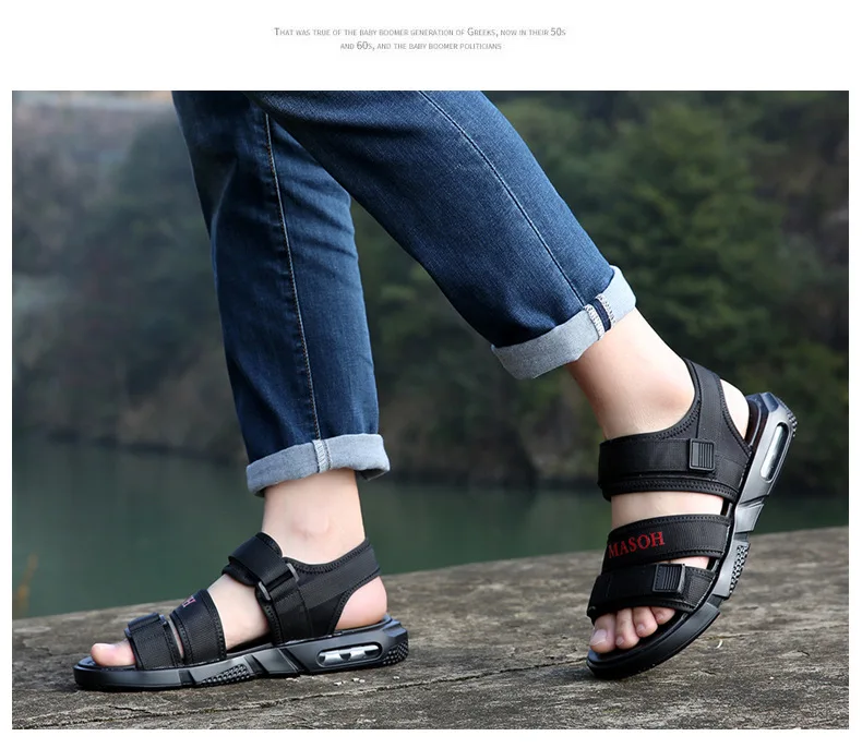 

2019 summer artificial mesh Roman men's sandals thick-soled open toe beach sandals