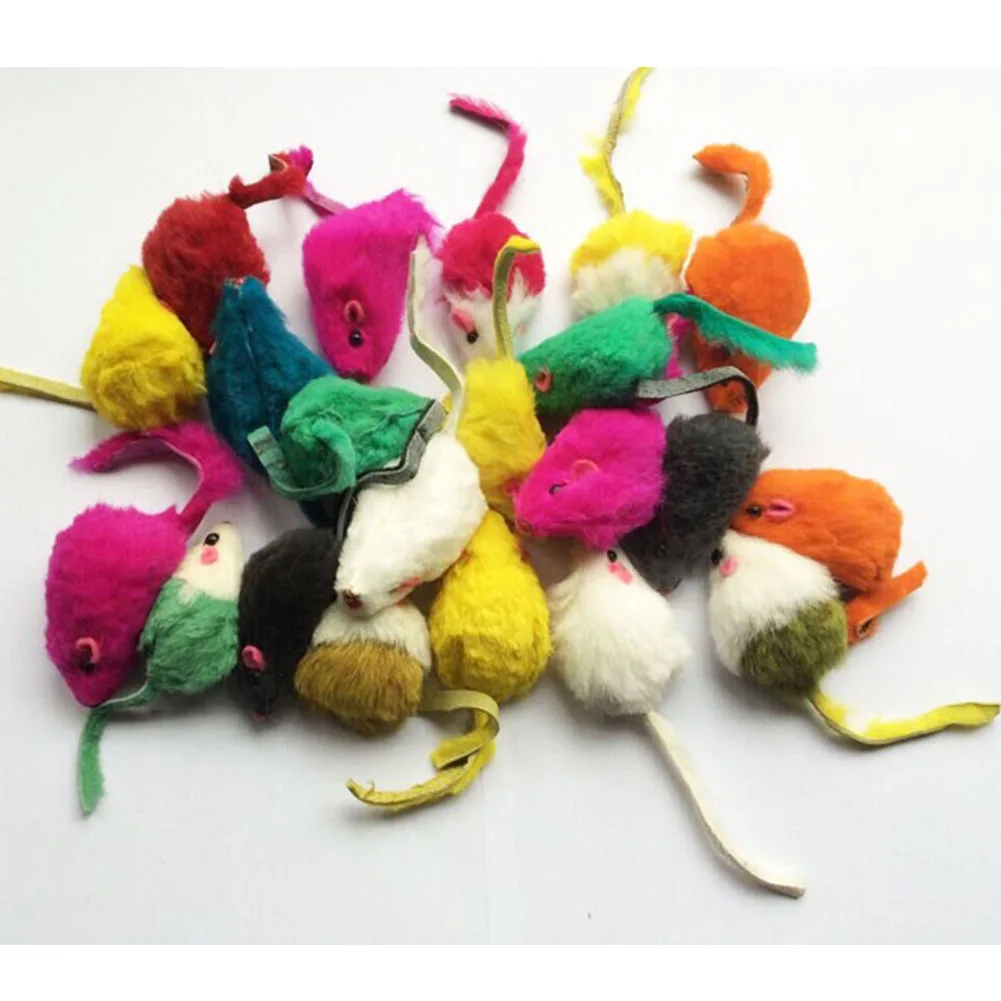 

10Pcs/lot soft Artificial rabbit fur false mouse toys for cats