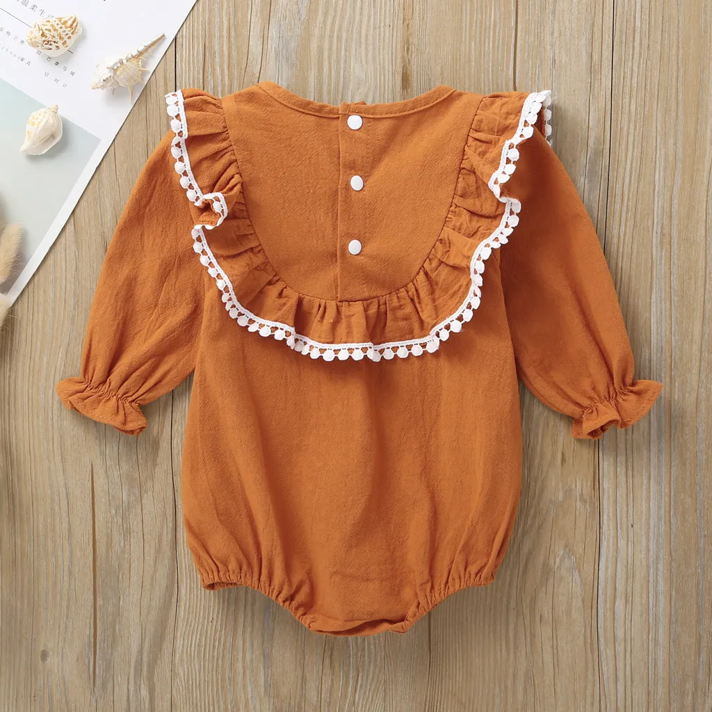 

Baby Bodysuit Girl Boy Ruffles Cute Solid Long Sleeve Winter Jumpsuit Casual Newborn Onesie Toddler Kids Clothes Unisex 19Jul