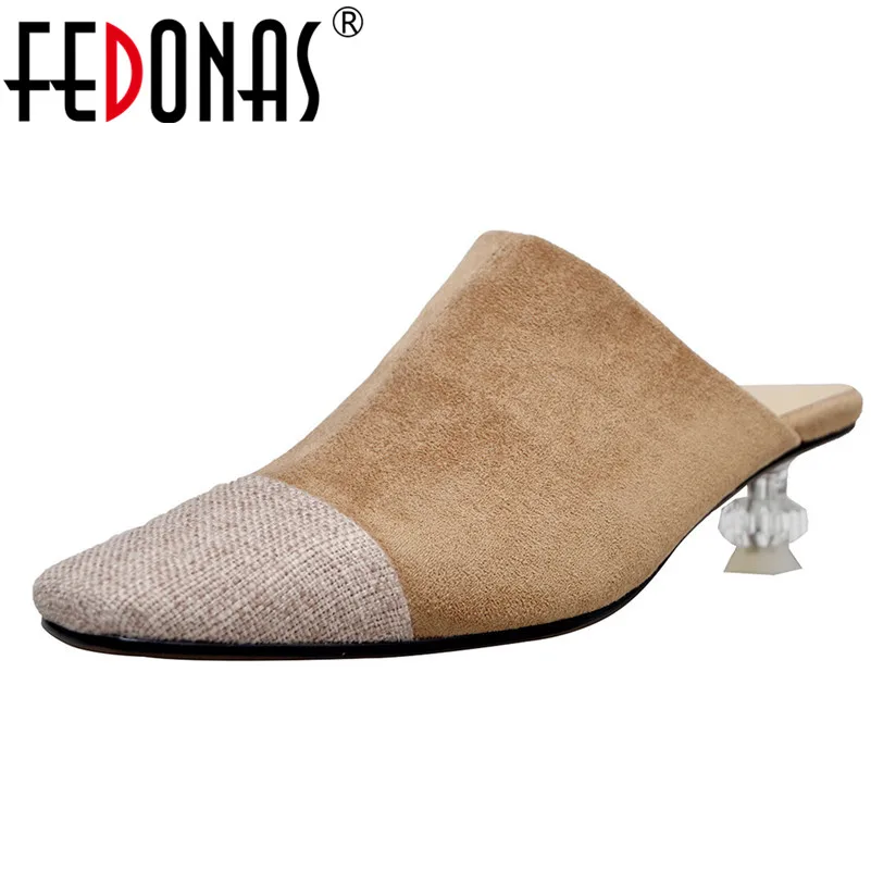 

FEDONAS Women Elegent Pumps Solid Color Wedding Working Spring Summer Shoes Woman Quality Kid Suede Squality Toe High Heels
