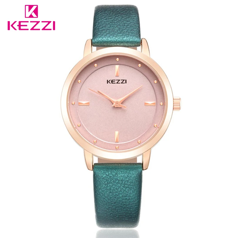 

KEZZI High Quality Fashion Leather Strap Rose Gold Women Watch Casual Quartz Wrist-Watch Women Dress Ladies Watches Gift Clocks