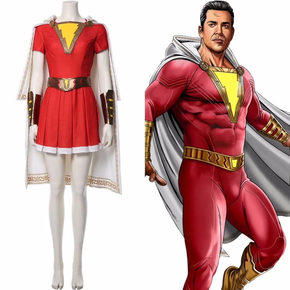 

Shazam Cosplay MaryMarvel Mary Marvel Costume Mary Batson Dress Suit Cloak Adult Women Girls Halloween Carnival Superhero