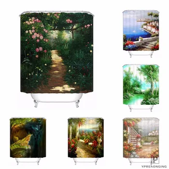 

Custom Pink Rose View Shower Bath Curtain Mildewproof Waterproof Polyester Various Sizes#180417-03-155