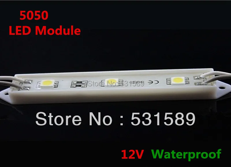 

100pcs 5050 3 LED Modules IP65 DC12V Yellow/Green/Red/Blue/White/Warm White Waterproof