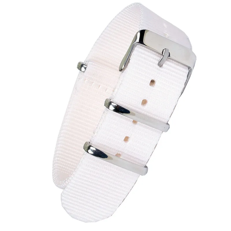 Durable Solid Color Nylon Watchband with Stainless Steel Buckle - Brown, Red, Black Strap Options