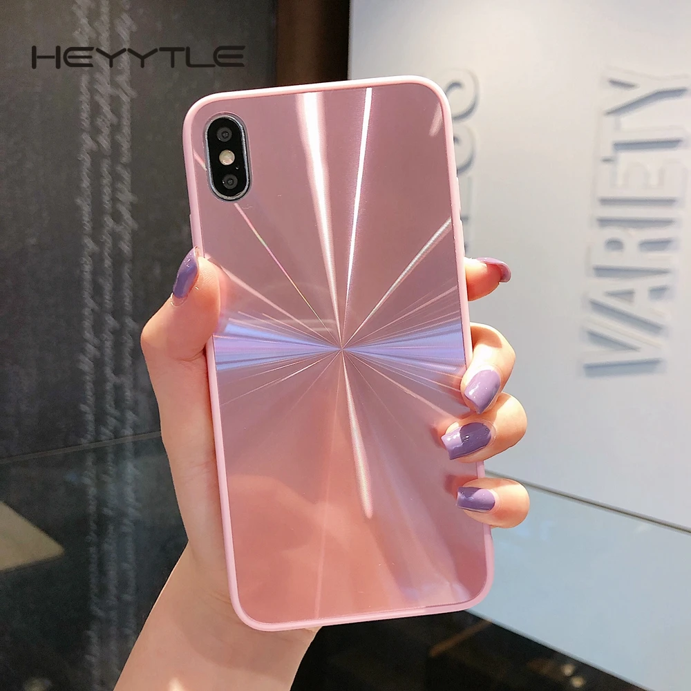 Heyytle лазерный Блестящий зеркальный чехол для iPhone 8 7 6 6S Plus с рисунком CD XS max XR 11 Pro