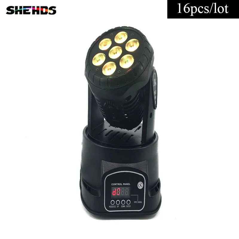 

16pcs/lot Fast Shipping LED Moving Head Mini wash 7x12w rgbw quad with advanced 14 channels