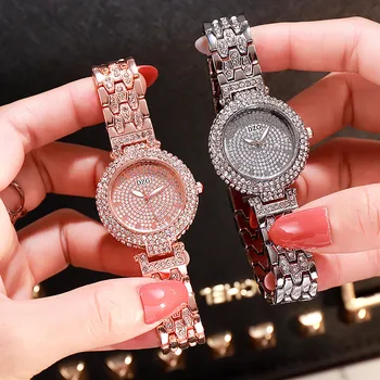 

Women Watches Luxury Crystal Diamond Quartz Ladies Rose Gold Watch Stainless Steel Clock Dress Watch women relogio feminino