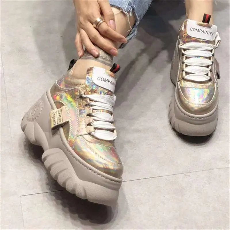 Tennis Piattaforma silver Nuovo red Da Delle Scarpe Beige Bianco America Ultralight up Donna glod Del Europa Lace 2018 Della Casual Genuino White Donne Cuoio Fashion q7pEWSW