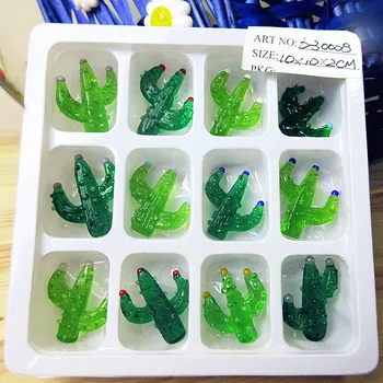 

12pcs Custom ins Style Handmade Murano Glass cactus Figurine fairy garden decoration micro landscape art statues accessories