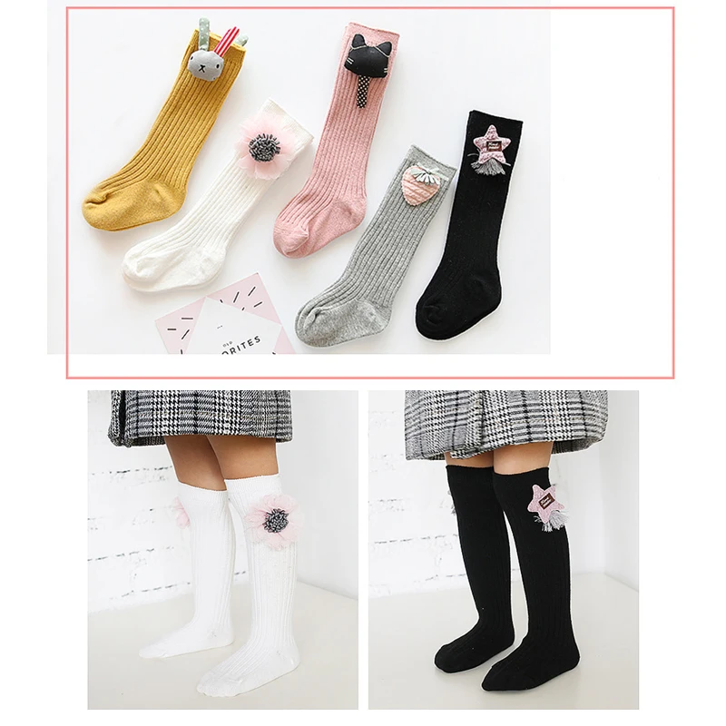 Cute Baby Girls Socks Newborn Toddler Knee High Socks For Girl Cotton Long Boot Sock Children Fashion Princess Home Slippers