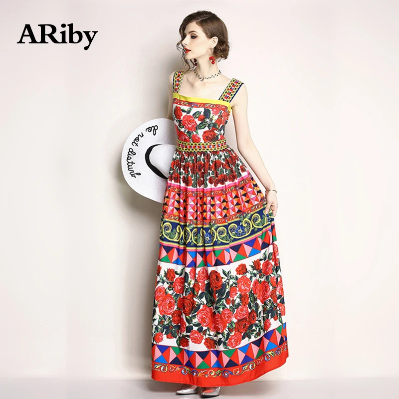 Women Dress Long Maxi One Word Collar Dress 2019 Summer New Bohemian Printed Sling Sexy Backless Empire Pendulum A-Line Dress Women Dress Long Maxi One Word Collar Dress 2019 Summer New Bohemian Printed Sling Sexy Backless Empire Pendulum A-Line Dress