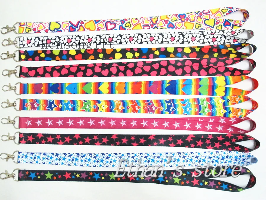 

Girls Star Pattern Key Lanyard ID Badge Holders Hearts keychains Neck Straps Wholesaler