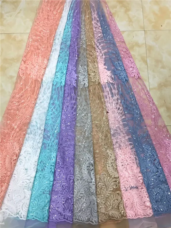 Высококачественная африканская кружевная сетчатая ткань с блестками французская кружевная ткань тюль с жемчугом фуксия розовая нигерийская кружевная ткань для свадьбы
