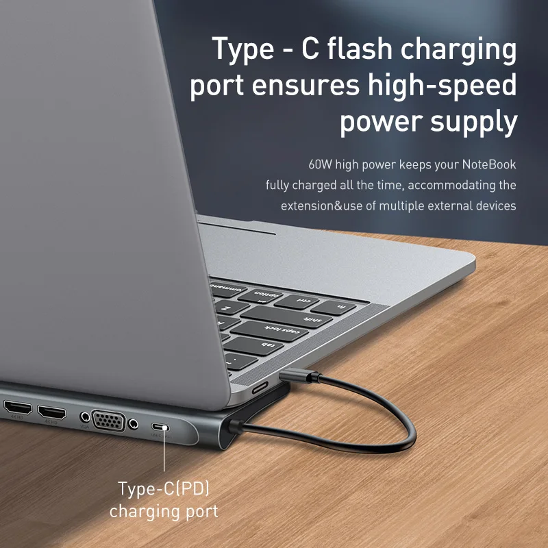 Baseus USB tipo C HUB USB 3,0 HDMI RJ45 HUB USB para MacBook Pro 13 USB Splitter de 11 puertos tipo C HUB USB-C - 6