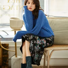 Черная русалка юбка горячая штамповка миди замшевая юбка винтажная Цветочная Высокая талия осенние модные юбки юбка с блестками женские юбки Za