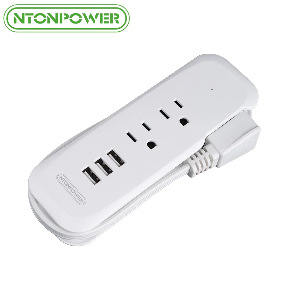 Дешево NTON power USB power Strip US портативный Электрический штекер 2 розетки 3 USB зарядное устройство с 38 см короткий шнур питания для путешествий