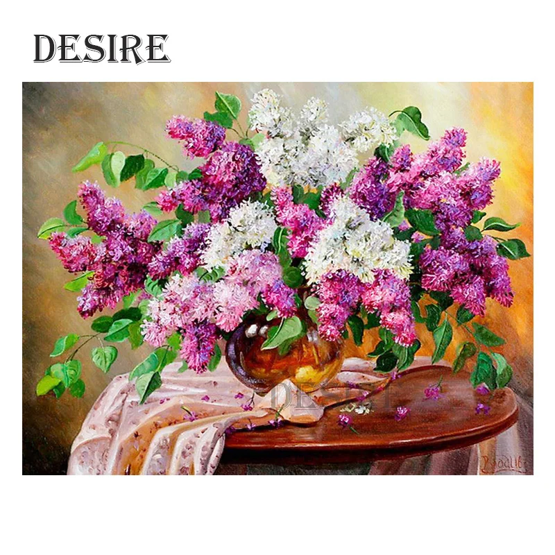 

Desire Diamond Painting Cross Stitch Purple Lilac Flower Square Mosaic Drill Picture Rhinestone DIY Diamond Embroidery PT951