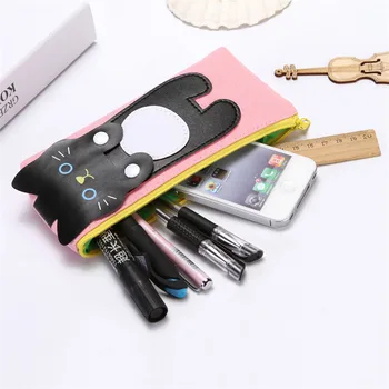 

2018 New Pencil Case Cat Pattern Color Zipper Pen Bags for Girls Cosmetic Bag School Supplies Stationery Gifts