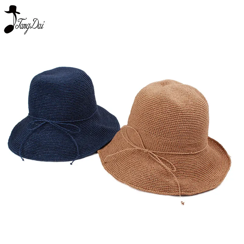 Raffia Straw Bucket Hat Women 2018 Summer Sun Hats for Ladies Packable