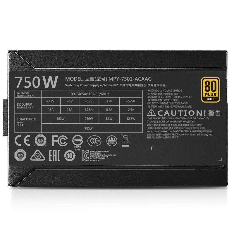 برودة ماستر PC PSU وحدة إمداد الطاقة للكمبيوتر تصنيف 750 W 750 واط 12 سنتيمتر مروحة 12 V ATX PC امدادات الطاقة الذهب 80 زائد ل عبة مكتب