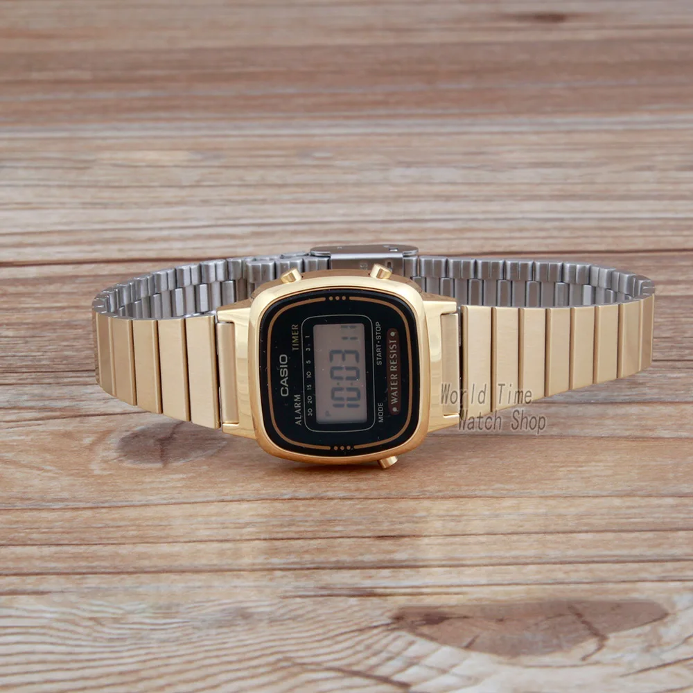Casio watch Analogue Men's and Women's Quartz Sports Watch Vintage golden square couple watch