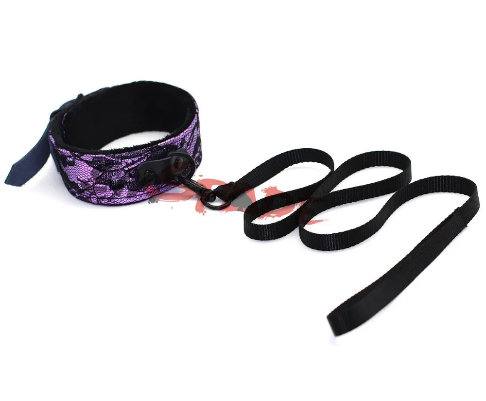 Purple lace & velvet lining adult sex toy slave collar sex products