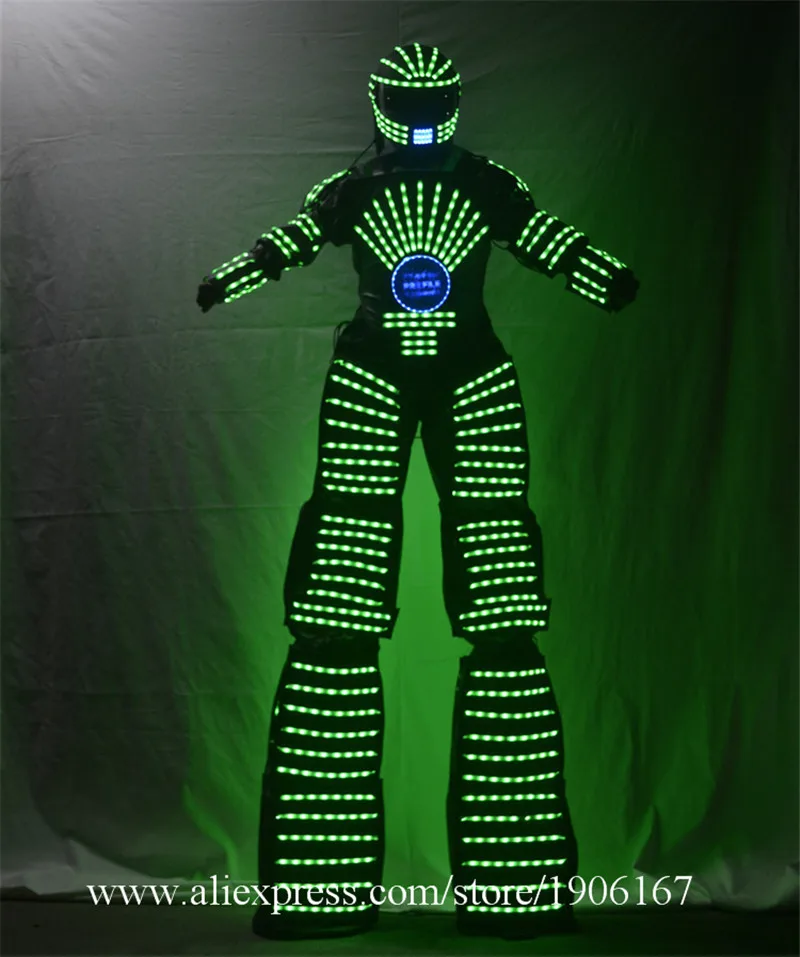 Stilts Walker LED Lights Costumes,LED Dancer Costume LED Robot Suit For Party Performance Electronic Music Festival DJ Show01