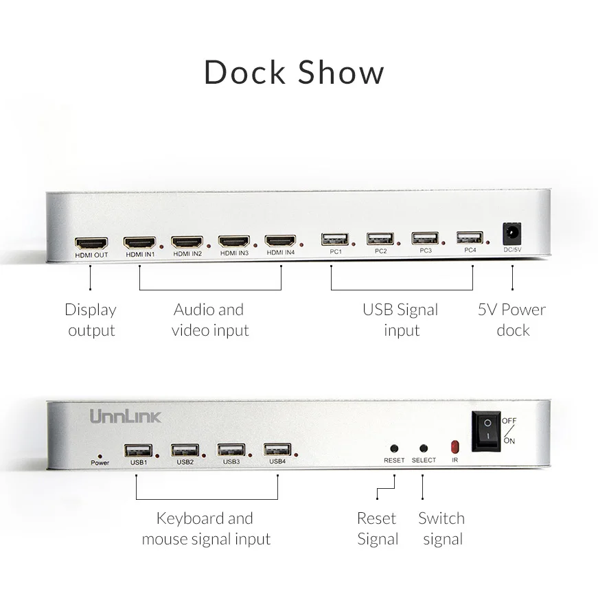 Unnlink HDMI 2,0 4X1 KVM коммутатор 4 порта USB KVM HDCP 2,2 HDR HDMI коммутатор UHD 4 k@ 60 Гц 1080P с для 4 настольных компьютеров и ноутбуков