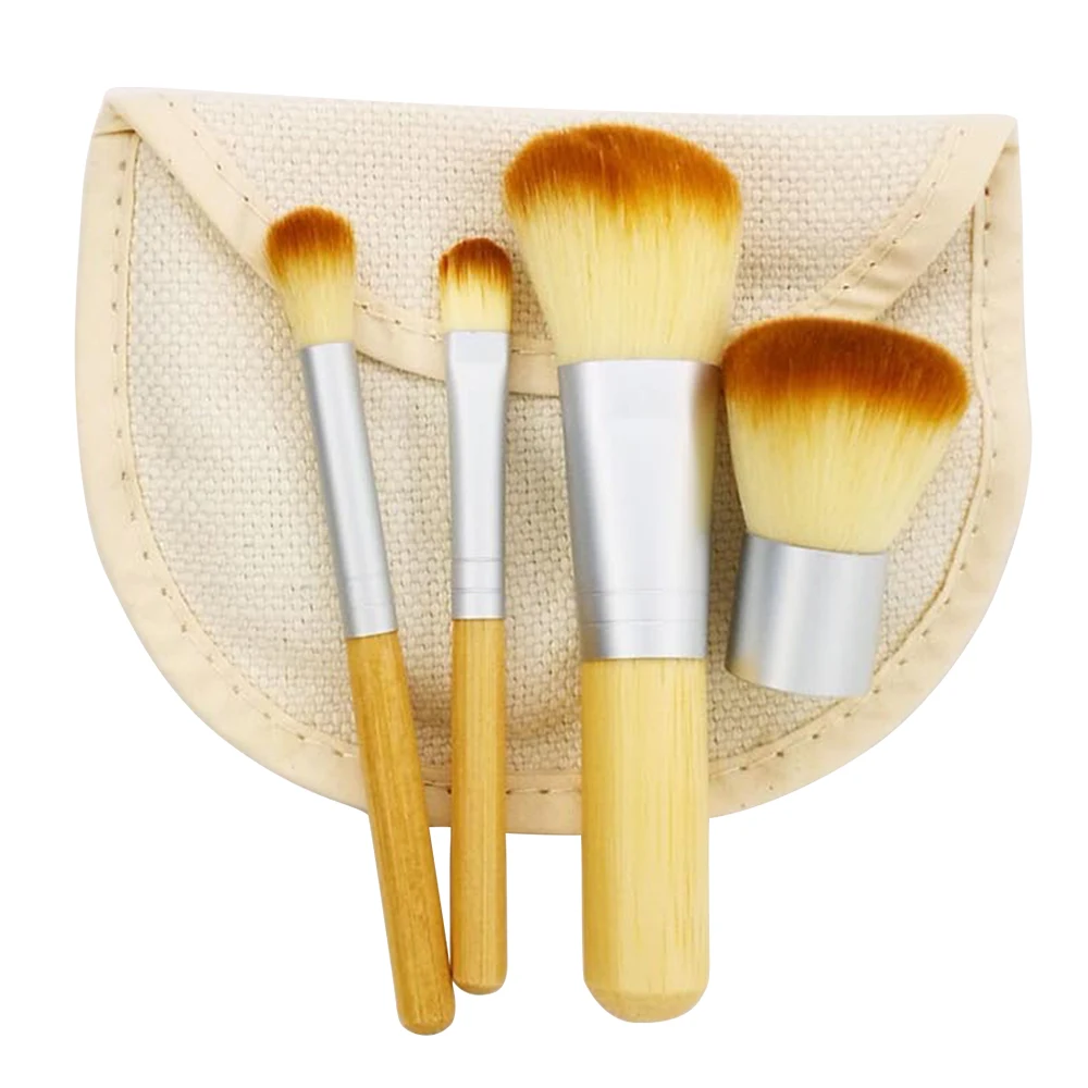 

Make Up Brushes Kits 4PCS Bamboo Brush Concealer Cheeks Eyeshadow Powder Brush Cosmetics Foundation Blending Brush Instrument