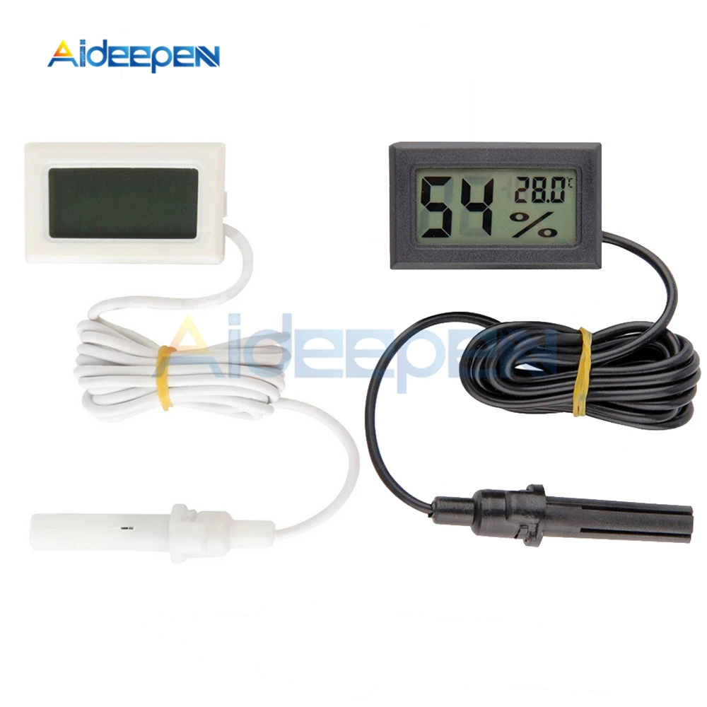 

Mini LCD Digital Thermometer Hygrometer Indoor Convenient Temperature Sensor Humidity Meter Gauge Instruments Cable Black/White