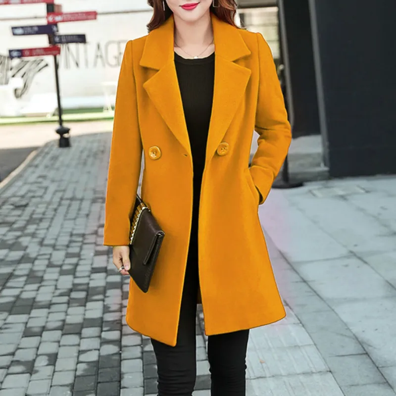 XUXI, Женское пальто, осенне-зимняя куртка, шерстяное кашемировое пальто, Женское пальто, черная приталенная теплая одежда размера плюс 4XL FZ278