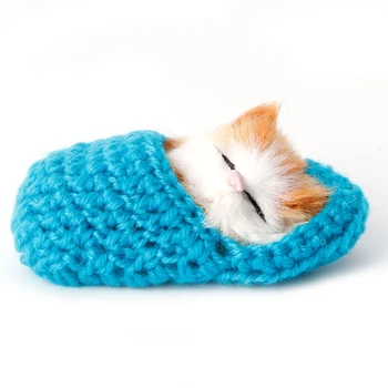 

New 1PC Cute Simulation Sounding Shoe Kittens Cats Plush Toys Doll Kids Birthday Gifts