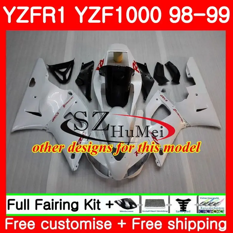 Корпус для YAMAHA YZF-1000 Топ Белый Черный YZF 1000 R 1 YZF-R1 98 99 кузов 71SH17 YZF1000 YZFR1 98 99 YZF R1 1998 1999 обтекателя