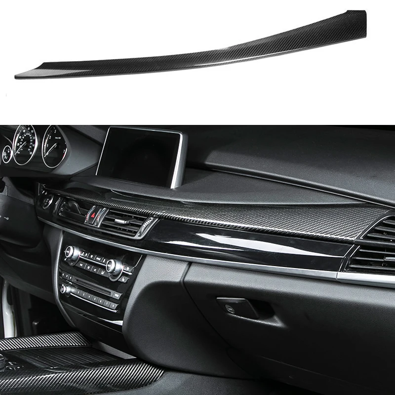 

car accessories 100% Real Carbon Fiber Console Frame Stripe Decoration Cover Trim For BMW X5 F15 2014-2017 & X6 F16 2015 - 2017