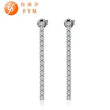 Luxury Swing Dangle Earrings Women Single Row Zircon Drop Earrings for Bridal Girls Party Wedding Jewelry Wholesale Beautiful