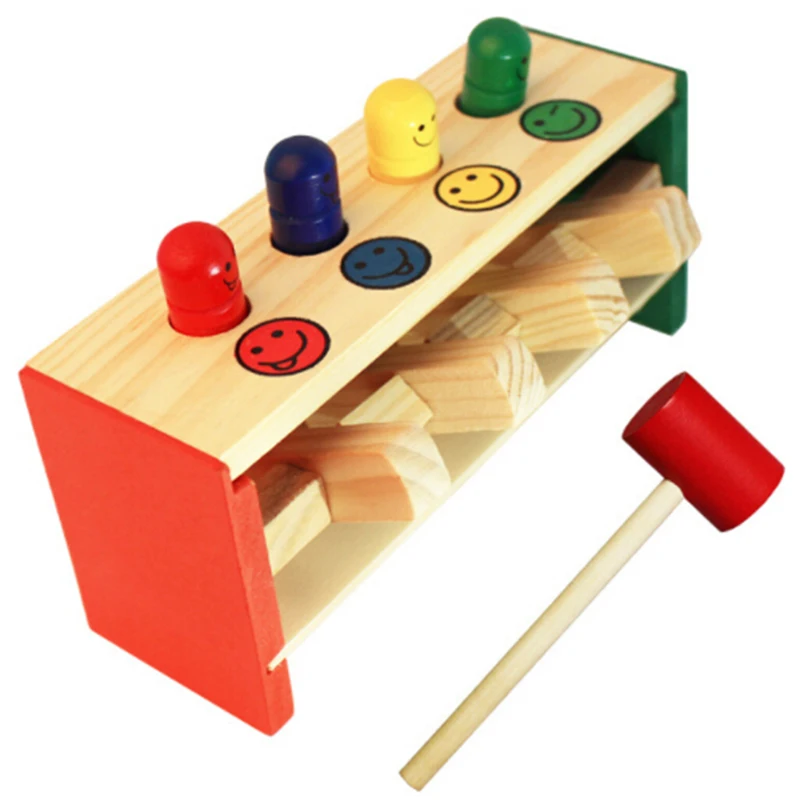 Детские деревянные молотки игрушки+ палочка ящик с молотком для малышей Развивающие головоломки игрушки для детей деревянная игра молоток скамья детские игрушки