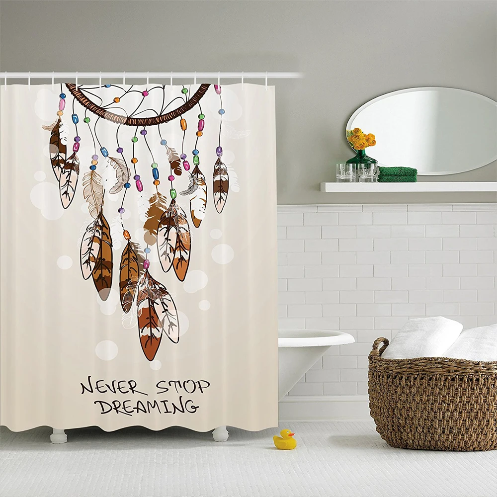 Native American Southwest Decor Shower Curtain, Never Stop Dreaming