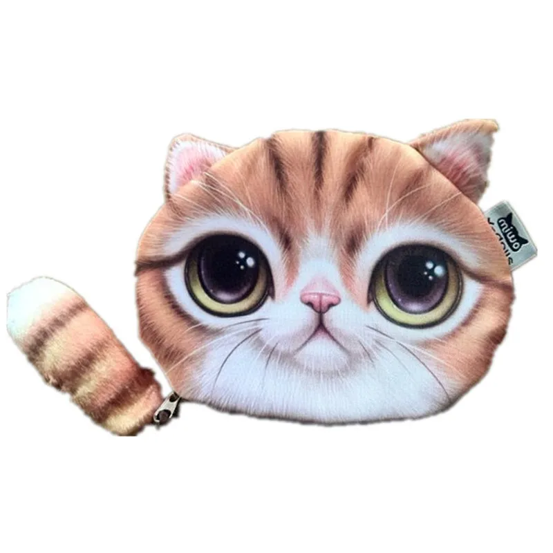 TANGIMP Кошельки для монет кошелек девушек 3D кошки милое лицо животное большое