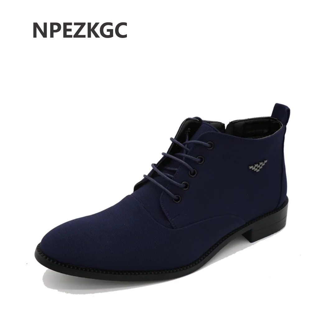 NPEZKGC Fashion Ankle Boots Men Canvas Leather Shoes Men Boots High Top ...