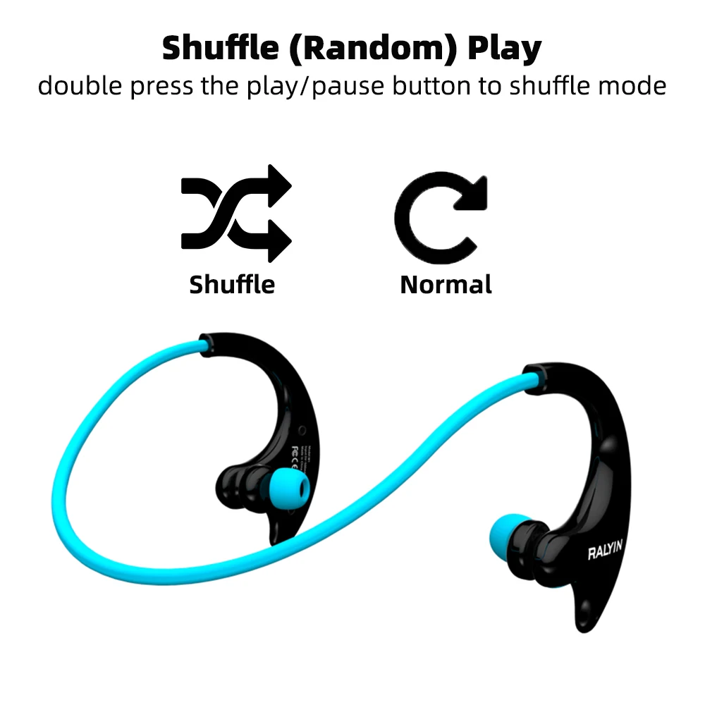 Наушники вкладыши RALYIN беспроводные для Mp3 музыки спорта Bluetooth встроенная память 8