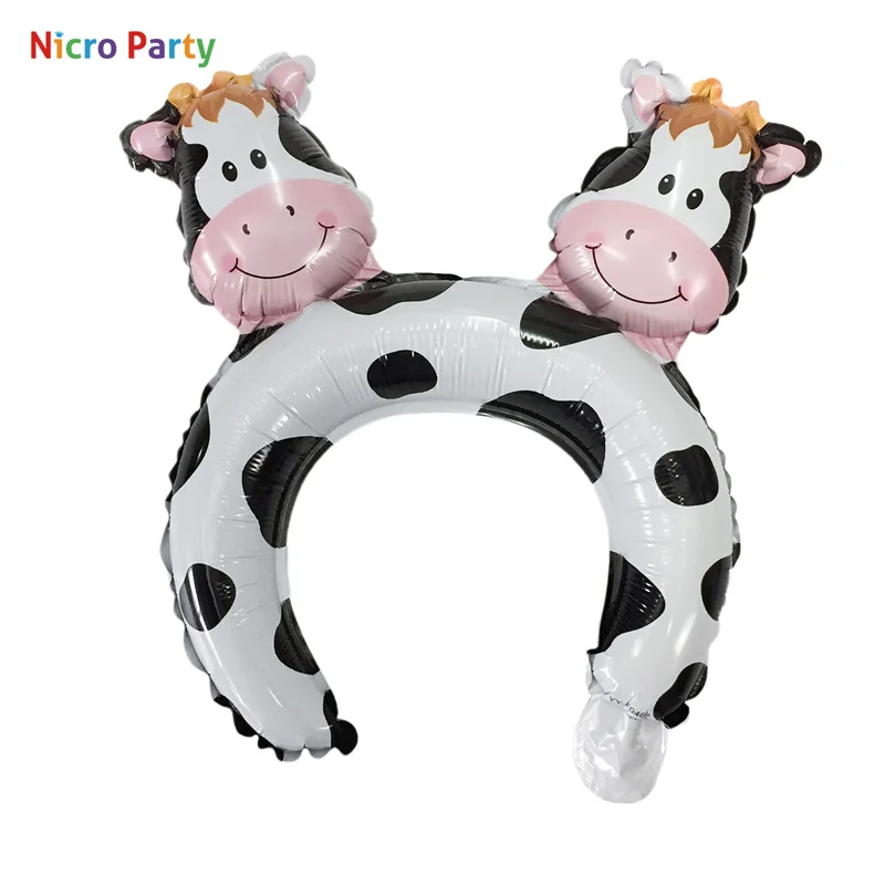 Nicro/Детские воздушные шары на день рождения, повязка на голову, креативные милые вечерние девицы, Детские принадлежности для душа в джунглях, сафари, товары для подарков# Bal92 - Цвет: Cow 2