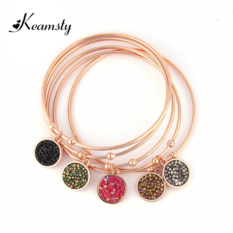 Keamsty 6.5cm Diameter Rose Gold Toned Fashion Wire Bangle with
